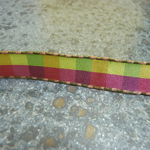 may arts stitched edge check ribbon