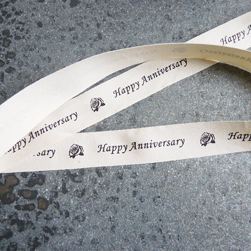 may arts ivory cotton ribbon happy anniversary