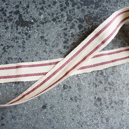 May Arts Ribbon : Striped Cotton Ribbon - burgundy