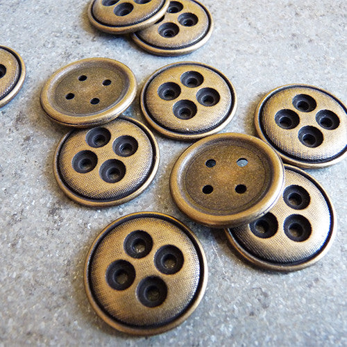 antique layered button brass 4 hole