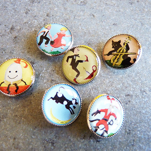 enameled nursery rhyme buttons