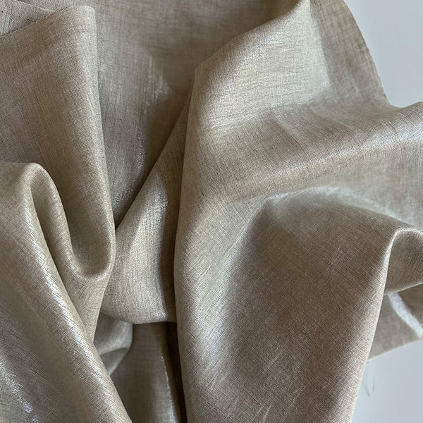 Roma Handkerchief Linen - Silver on Oatmeal