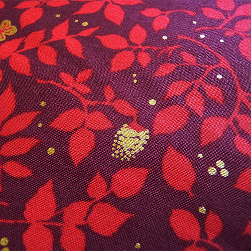 michael miller cotton fabric burgundy brambleberry metallic