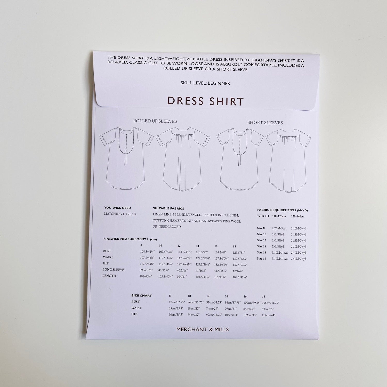 Merchant & Mills Pattern : Dress Shirt