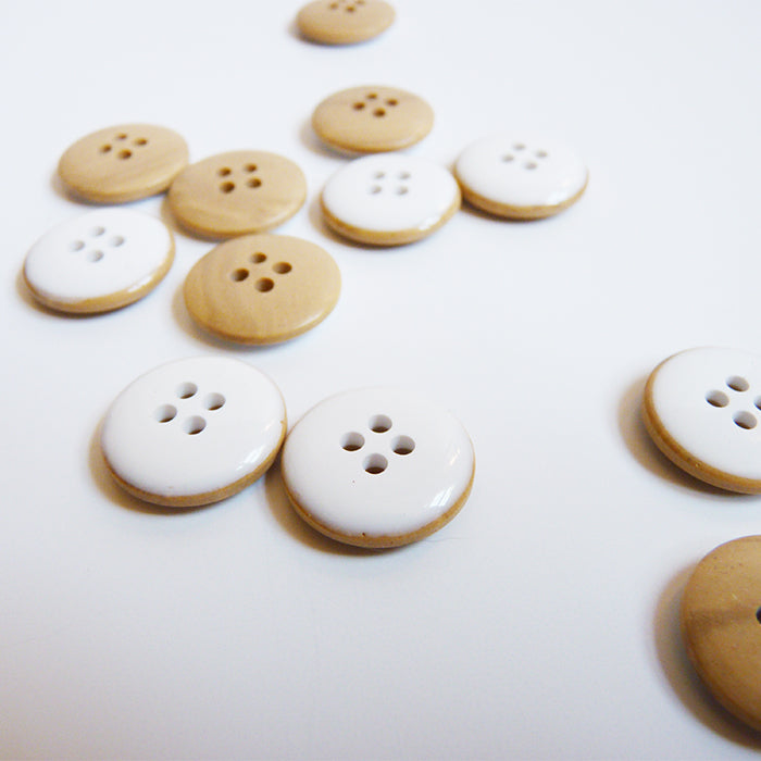 Eco-Wood Painted Button - White