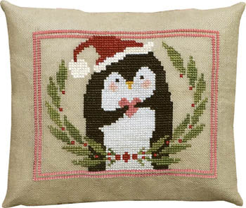 Counted Cross-Stitch Pattern: Pinny Penguin's Heart of Christmas