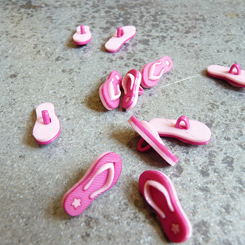 plastic flip flop shank button pink