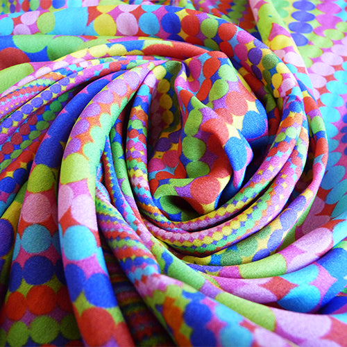 polyester crepe multicolor circles