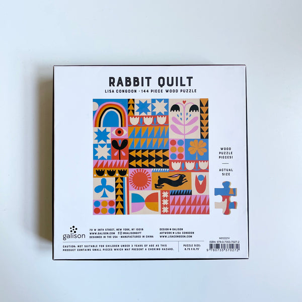 Lisa Congden Rabbit Quilt Wood Puzzle