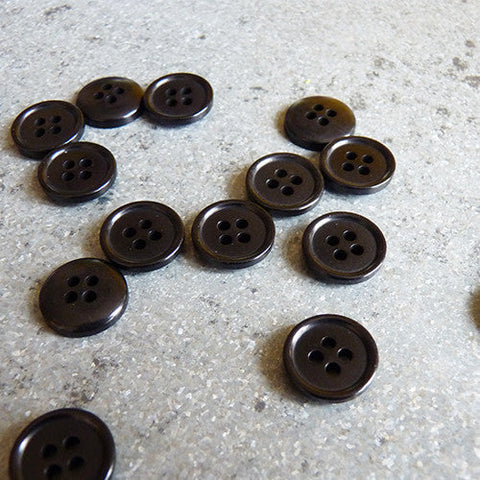 Pair of Rimmed Edge Corozo Button - Black 13mm