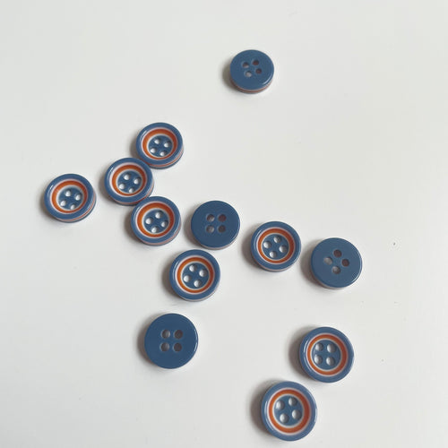 Ringed Button - Blue / Orange