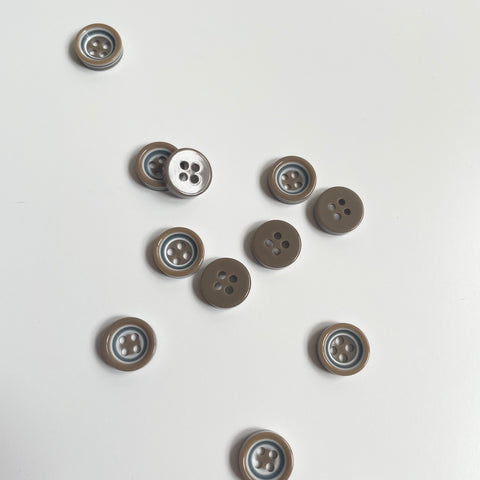 Ringed Button - Taupe / Blue