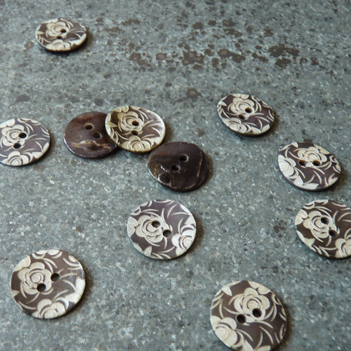etched floral shell button