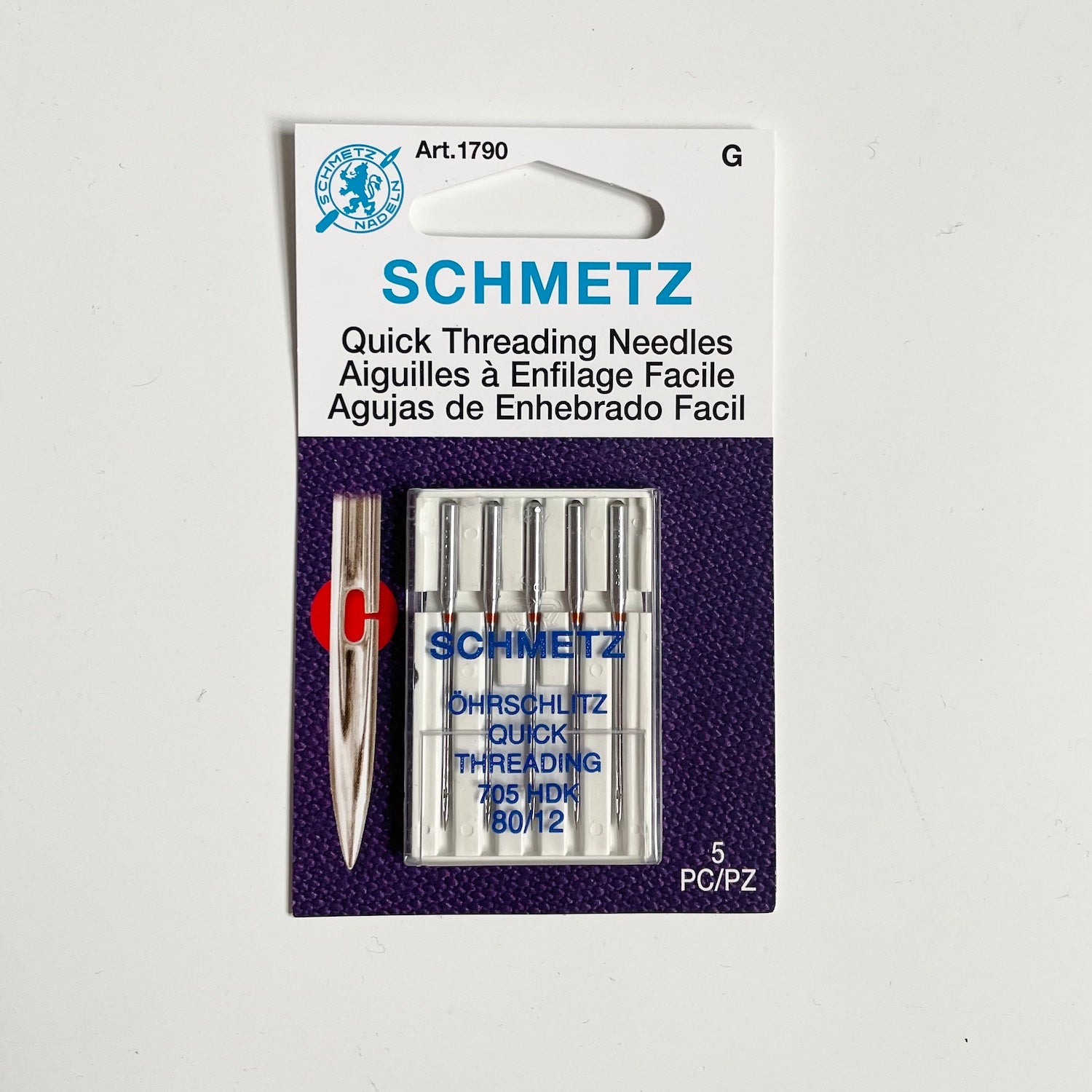 Schmetz Sewing Machine Needles : Quick-Threading Universal 80/12