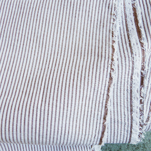 Cotton Seersucker Stripe - Chocolate Brown