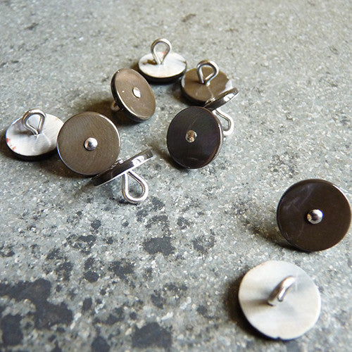 Three Trochas Pin Shank Buttons - Pewter