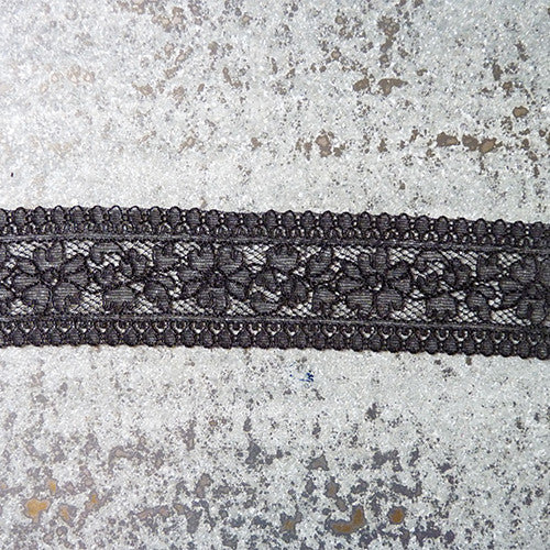 Solstiss Lace : Floral Galloon - Black