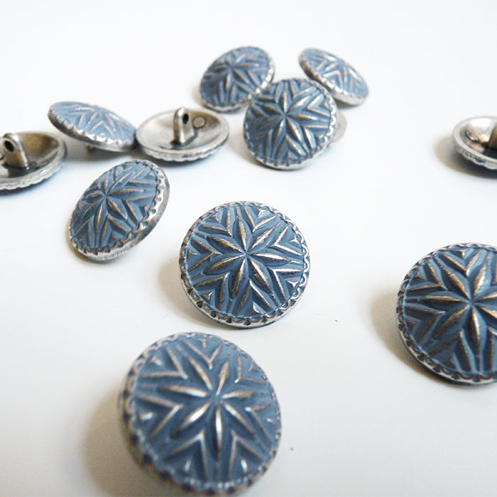 Starburst Metal Shank Button - Blue