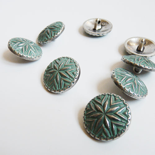 Starburst Metal Shank Button - Green