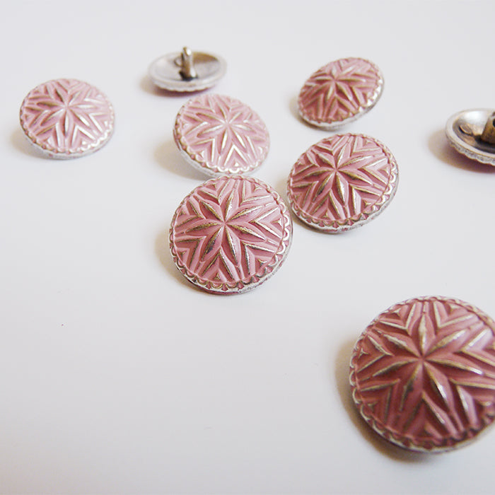 Starburst Metal Shank Button - Pink