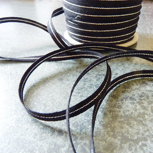 studio carta cotton tight weave metallic ribbon black silver