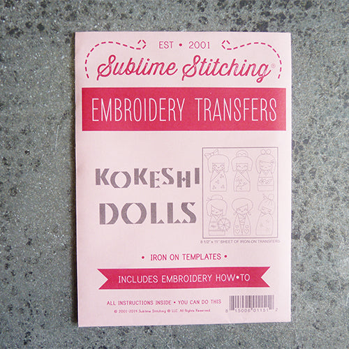 sublime stitching embroidery transfer pattern japanese kokeshi dolls
