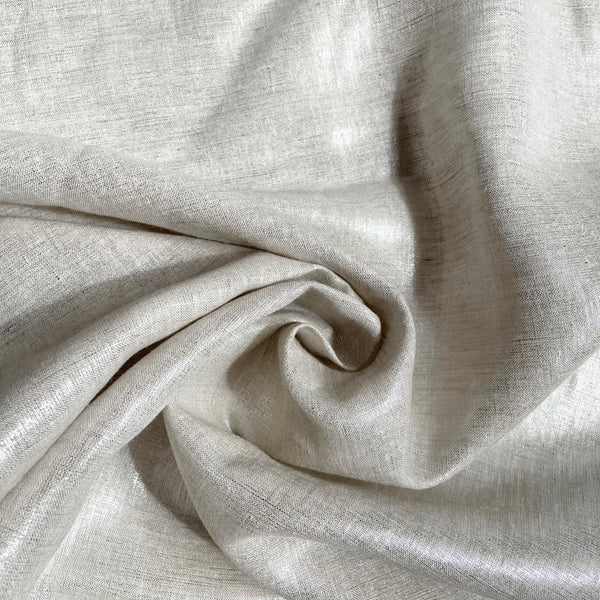 Roma Handkerchief Linen - Silver on Oatmeal