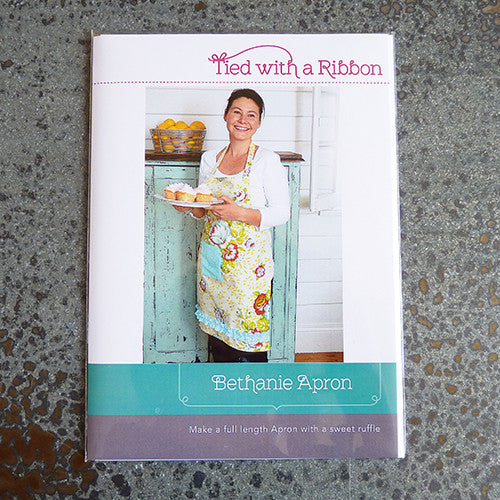 tied with a ribbon bethanie apron sewing pattern