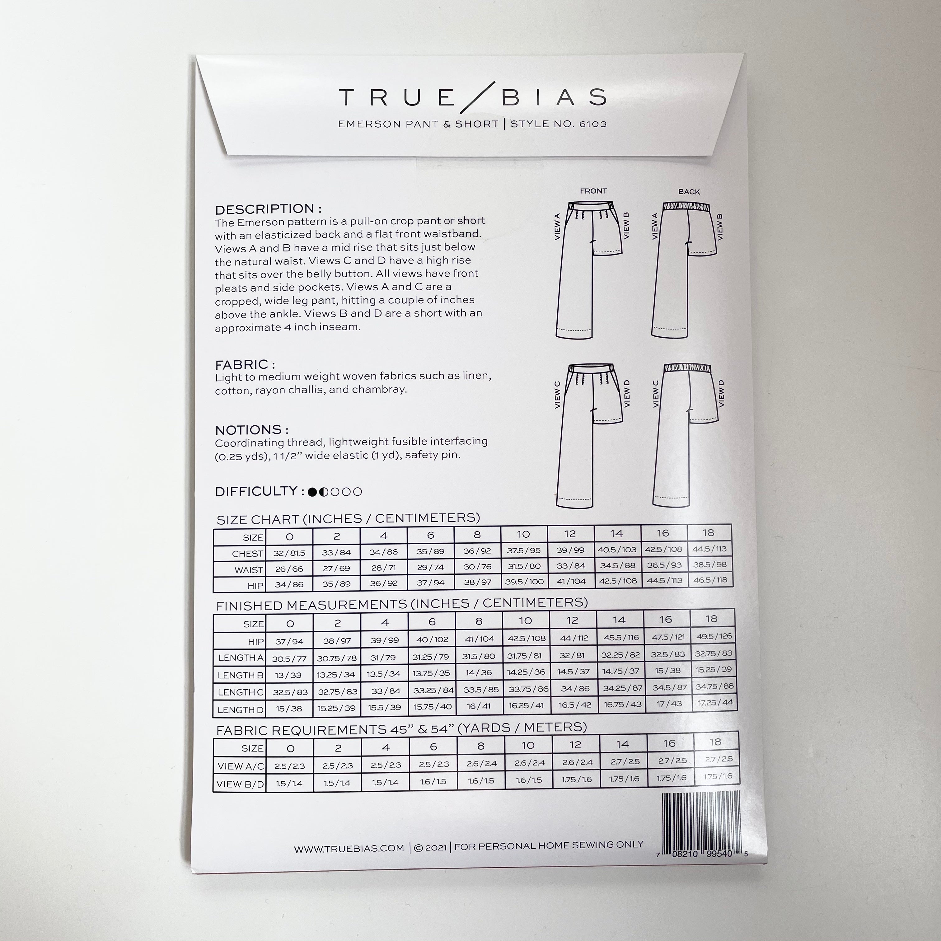 True Bias Patterns : Emerson Pant & Short