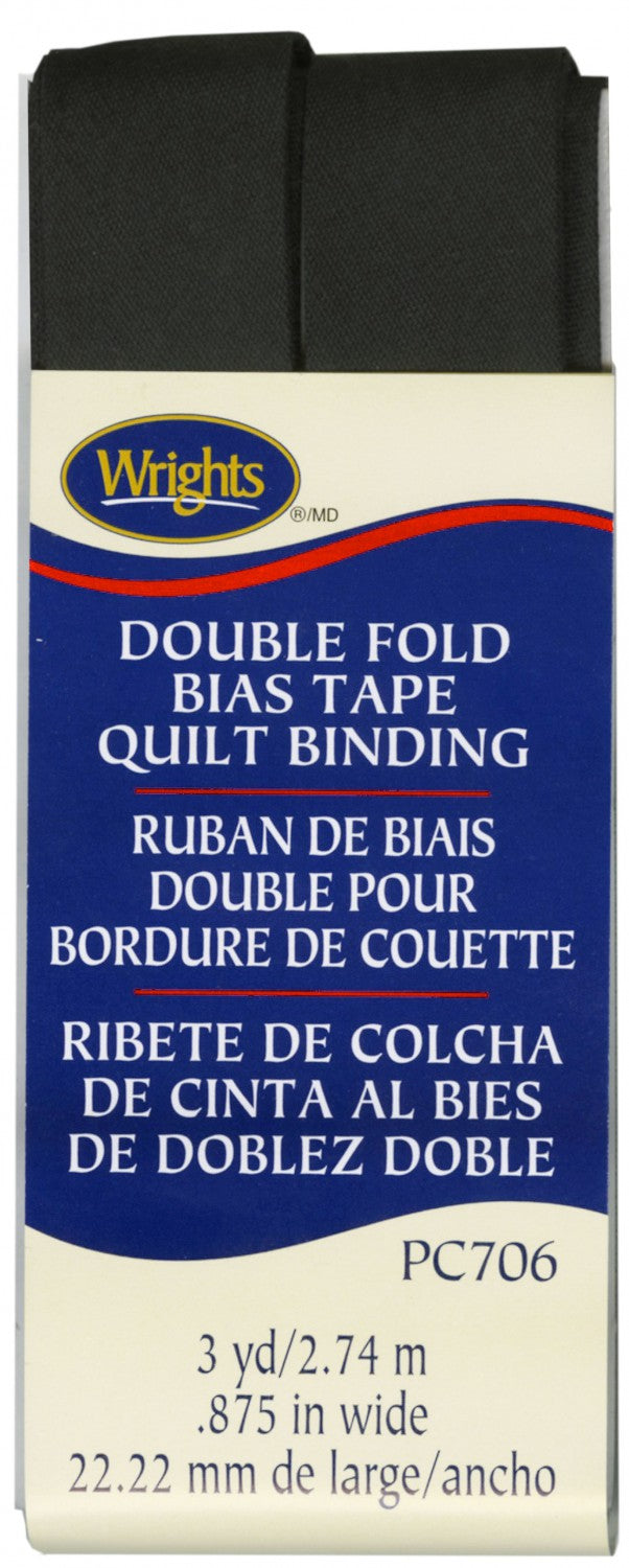 Wrights Double Fold Bias Tape Quilt Binding -  Black