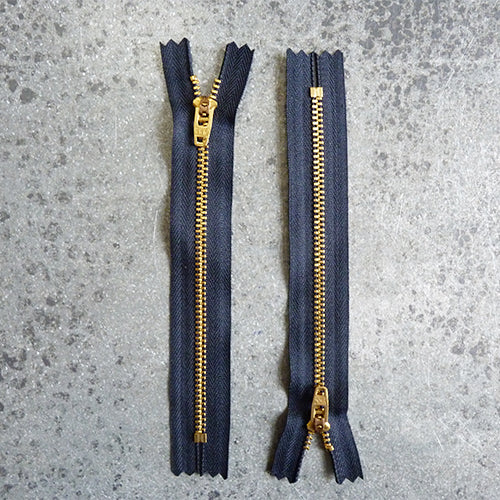 ykk 6in zipper navy brass